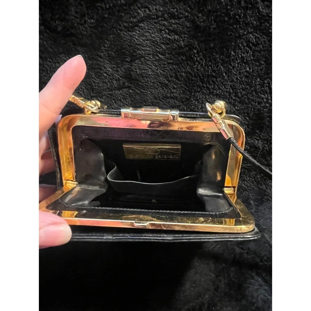 Vintage VALENTINO Garavani Black Leather Alligator Embossed Mini Purse RARE! - Picture 4 of 10